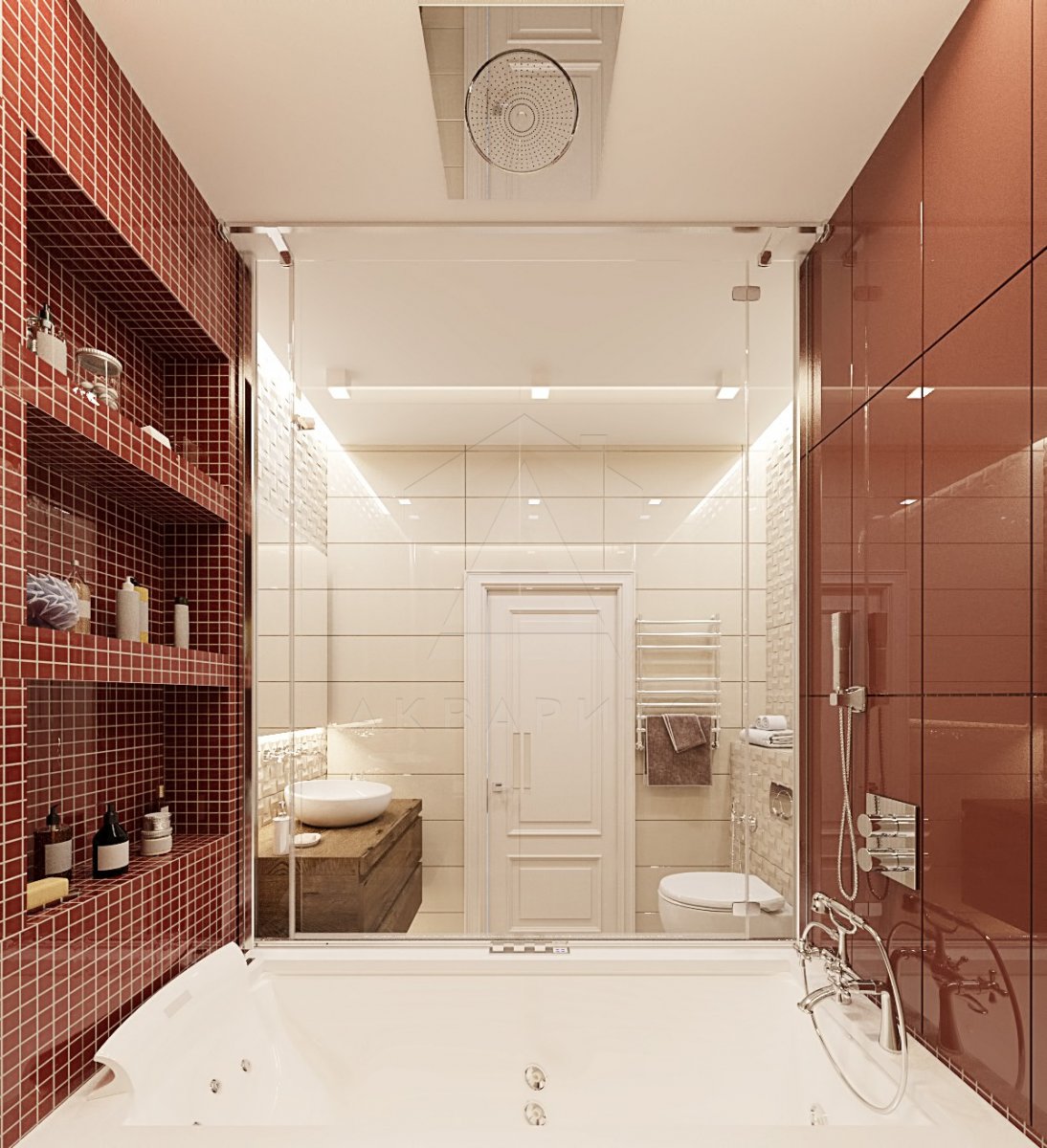 Дизайн трехкомнатной квартиры 98 м2. Ванная. Москва