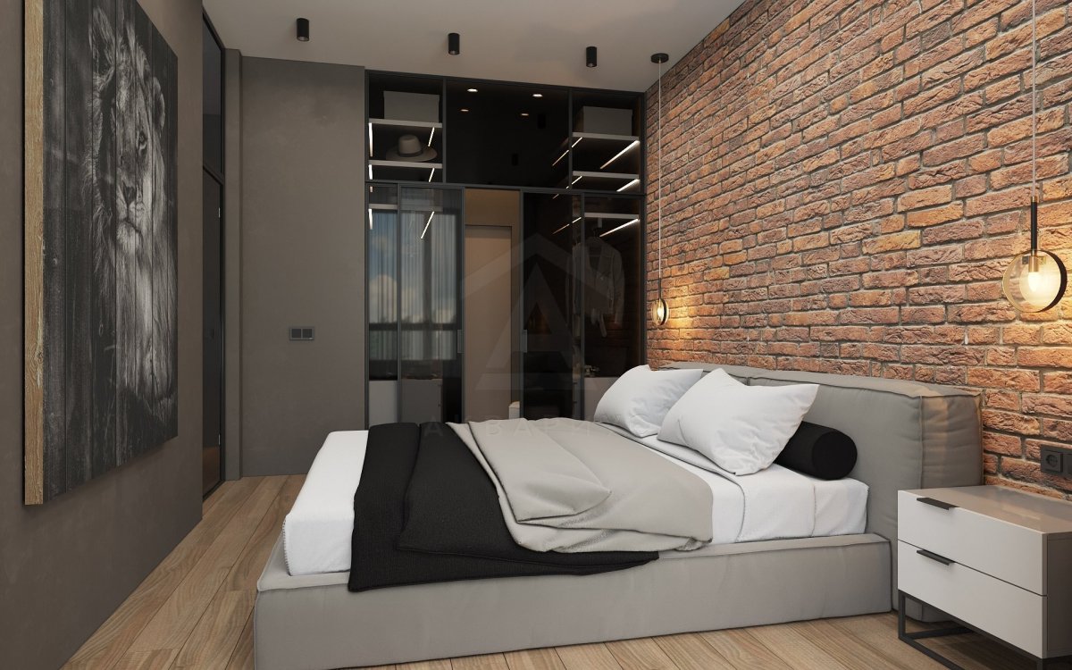 Дизайн однокомнатной квартиры 80 м2. Спальня. Москва