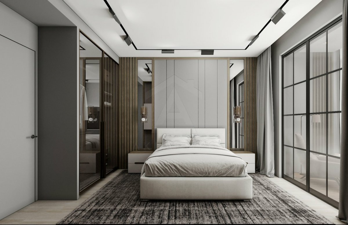 Дизайн двухкомнатной квартиры 72 м2. Спальня. Москва
