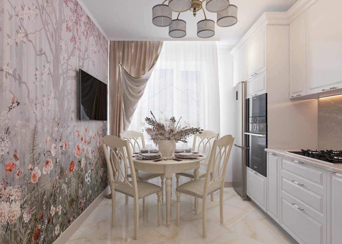 Дизайн двухкомнатной квартиры 61 м2. Кухня. Москва