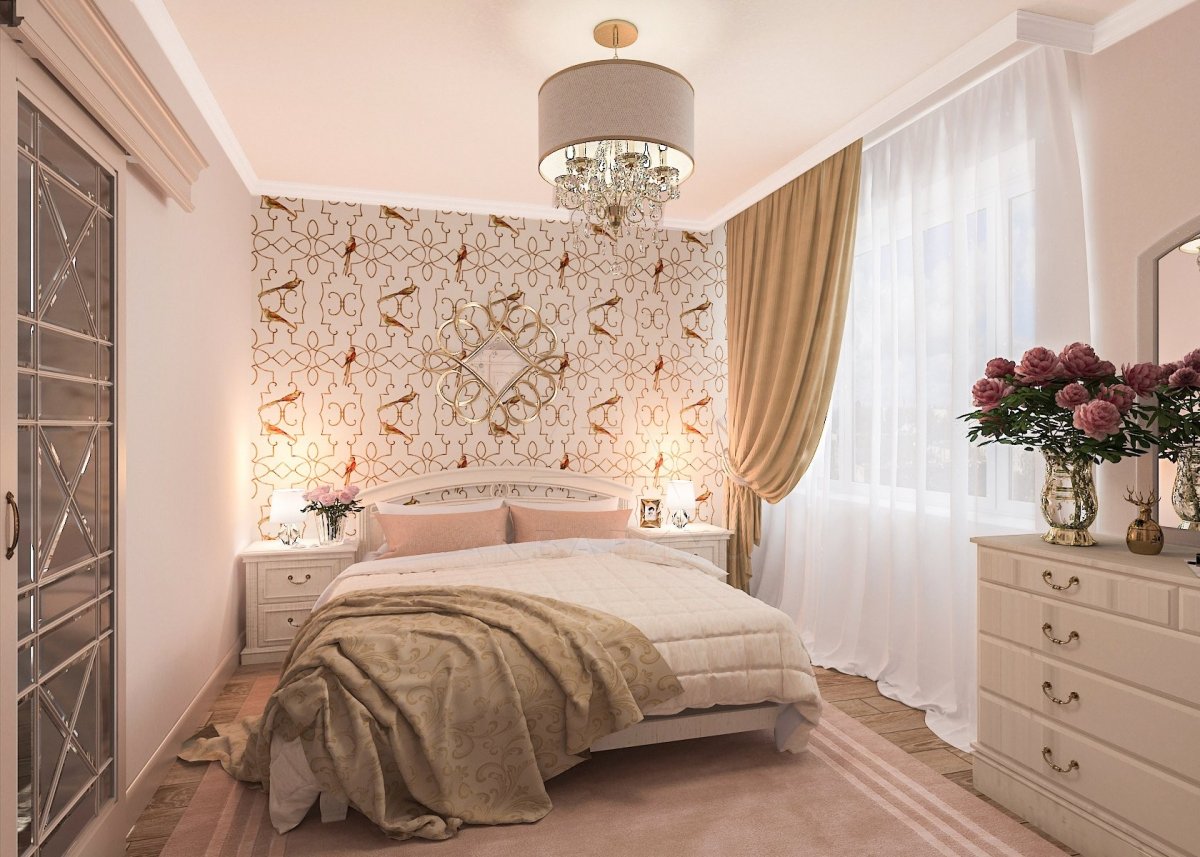Дизайн двухкомнатной квартиры 61 м2. Спальня. Москва