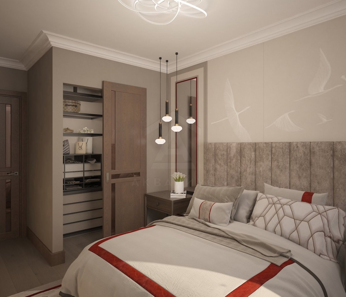 Дизайн четырехкомнатной квартиры 113 м2. Спальня. Москва