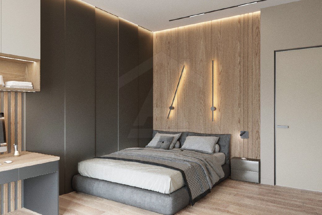 Дизайн трехкомнатной квартиры 128 м2. Спальня. Москва