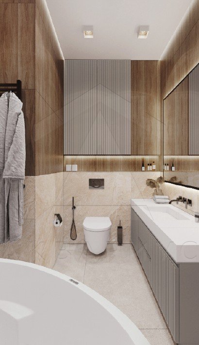 Дизайн трехкомнатной квартиры 128 м2. Ванная. Москва