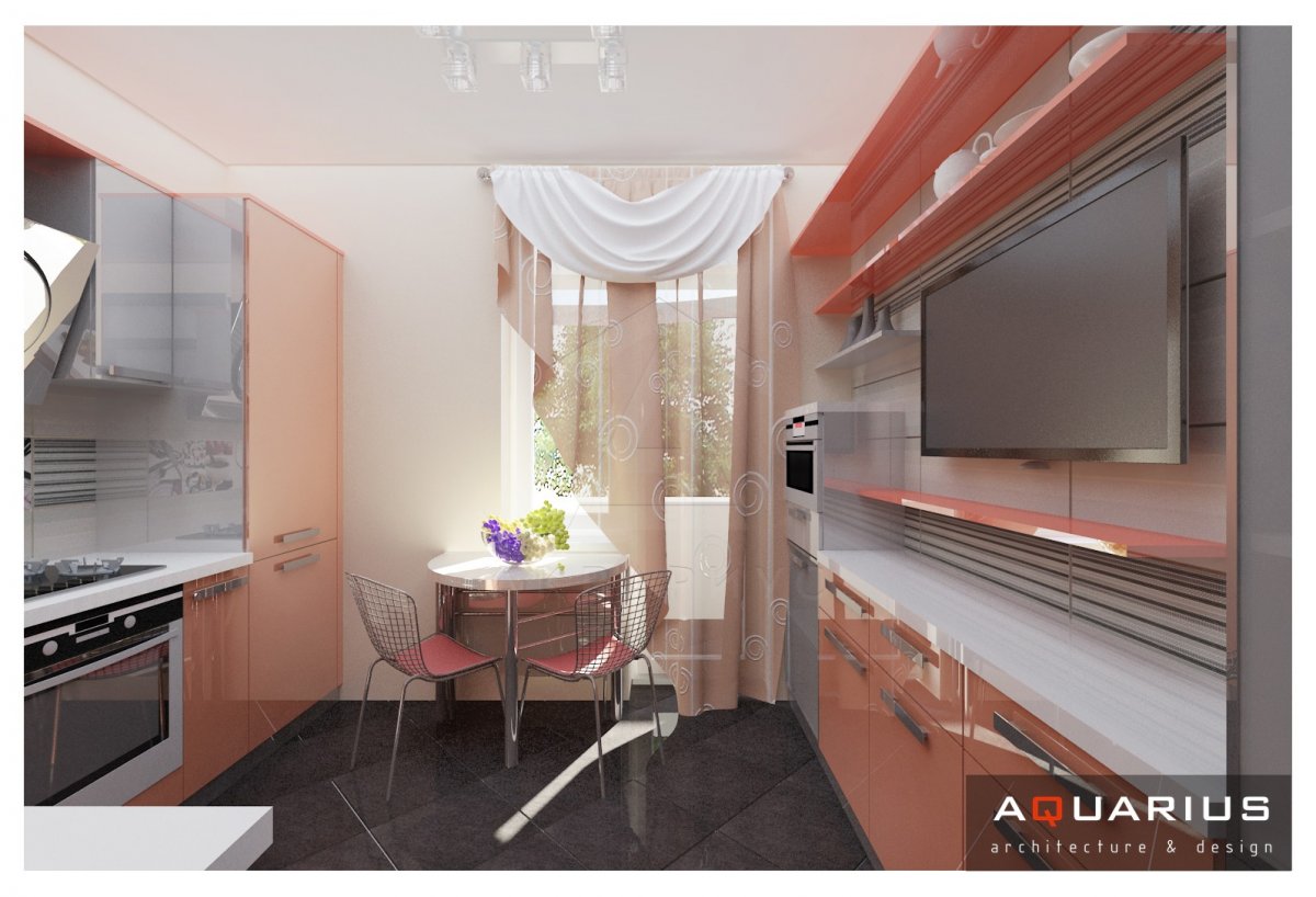 Дизайн двухкомнатной квартиры 46 м2. Кухня. Москва