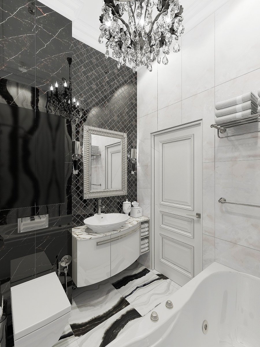 Дизайн трехкомнатной квартиры 130 м2. Ванная. Москва