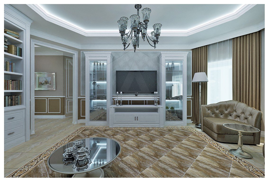 Дизайн частного дома 156 м2. Гостиная. Москва