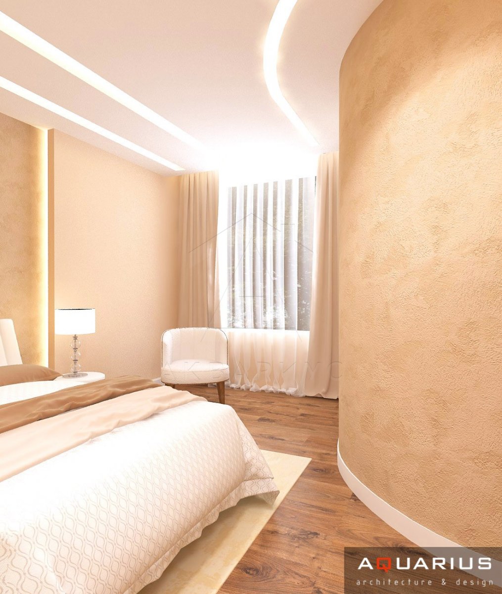 Дизайн трехкомнатной квартиры 76 м2. Спальня. Москва