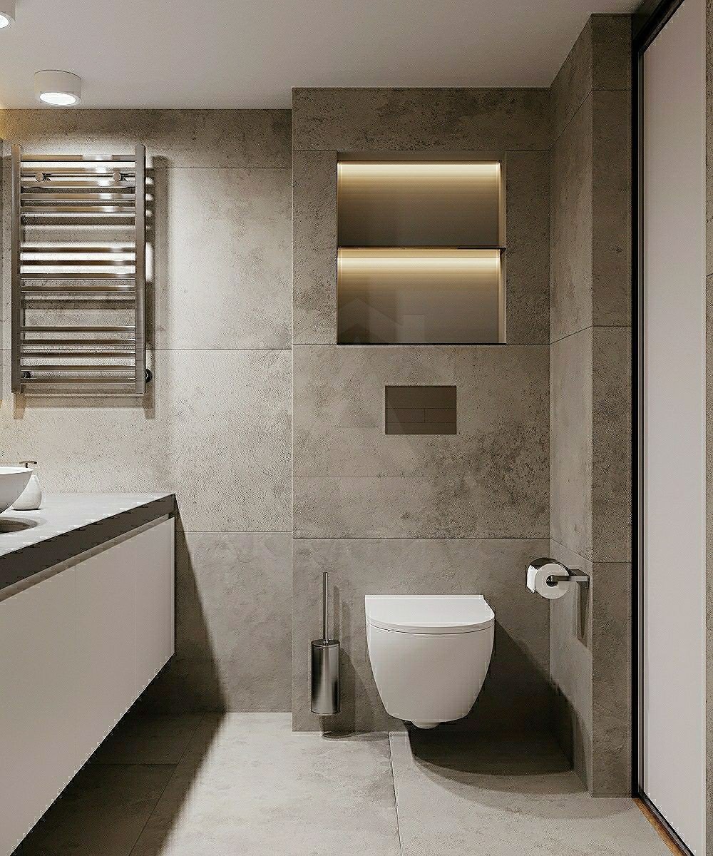 Дизайн двухуровневой квартиры 132 м2. Ванная. Москва