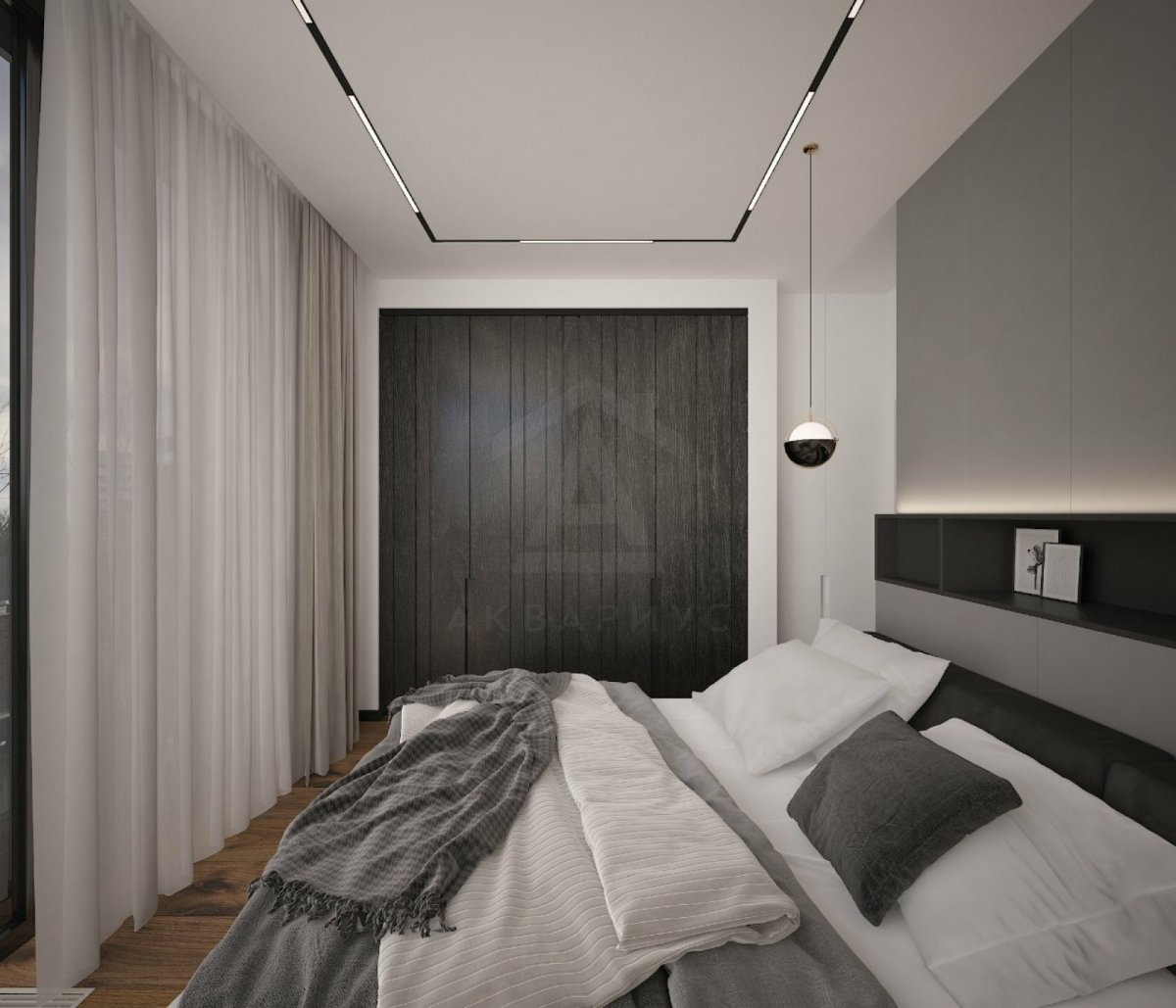 Дизайн двухкомнатной квартиры 86 м2. Спальня. Москва